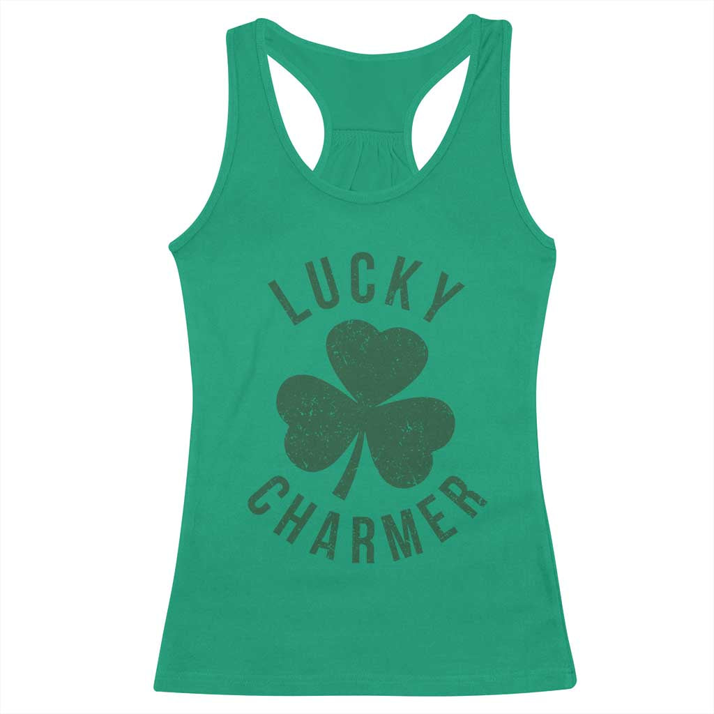 Funny Irish St Patricks Day Shamrock Racerback Tank Top Lucky Charmer