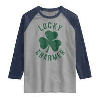 Funny Irish St Patricks Day Shamrock Raglan Shirt Lucky Charmer