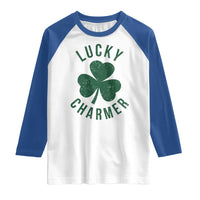 Funny Irish St Patricks Day Shamrock Raglan Shirt Lucky Charmer