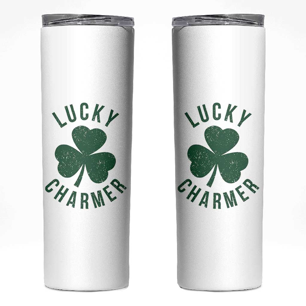Funny Irish St Patricks Day Shamrock Skinny Tumbler Lucky Charmer
