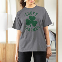 Funny Irish St Patricks Day Shamrock T Shirt For Women Lucky Charmer
