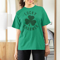 Funny Irish St Patricks Day Shamrock T Shirt For Women Lucky Charmer