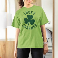 Funny Irish St Patricks Day Shamrock T Shirt For Women Lucky Charmer