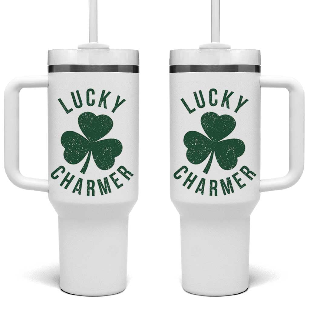 Funny Irish St Patricks Day Shamrock Tumbler With Handle Lucky Charmer