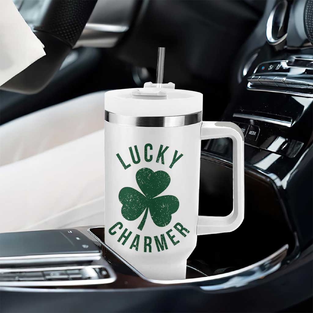 Funny Irish St Patricks Day Shamrock Tumbler With Handle Lucky Charmer