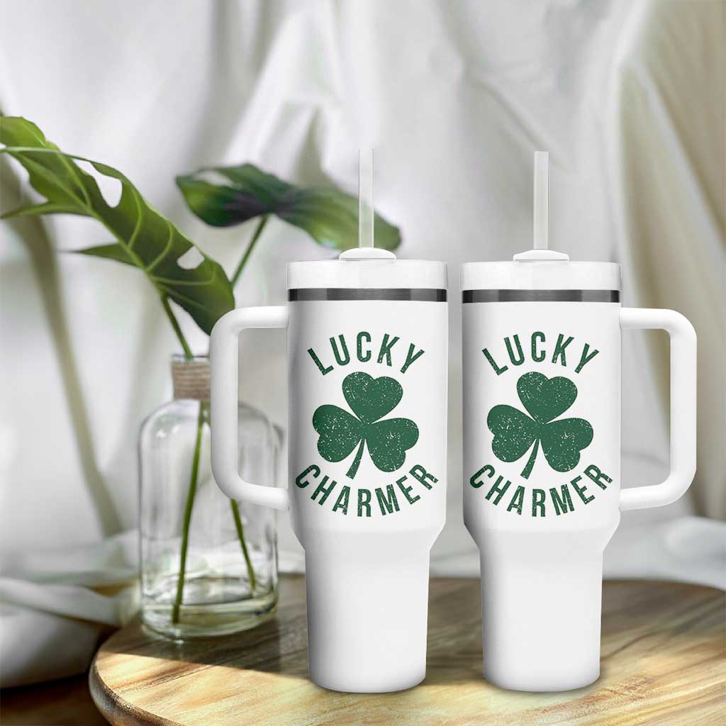 Funny Irish St Patricks Day Shamrock Tumbler With Handle Lucky Charmer