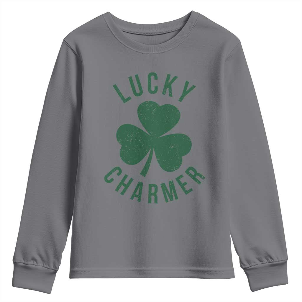 Funny Irish St Patricks Day Shamrock Youth Sweatshirt Lucky Charmer
