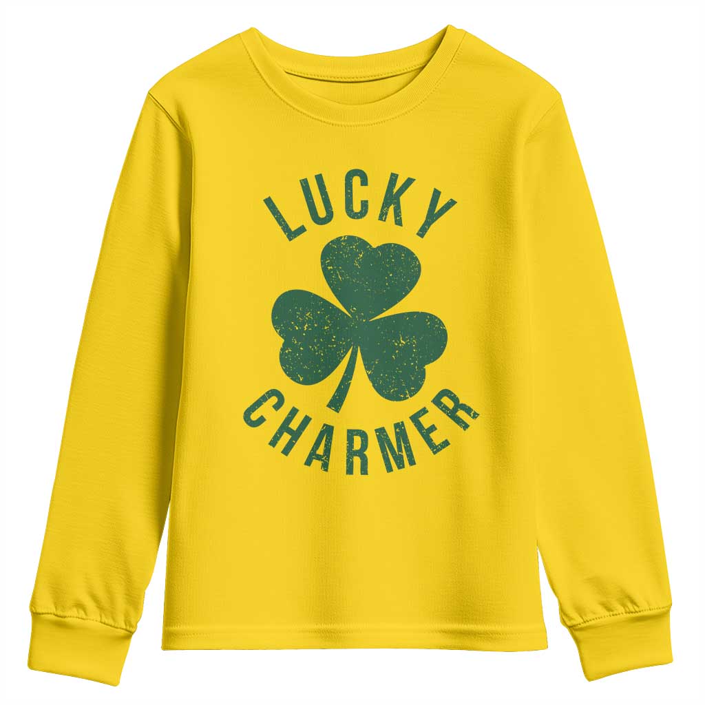 Funny Irish St Patricks Day Shamrock Youth Sweatshirt Lucky Charmer