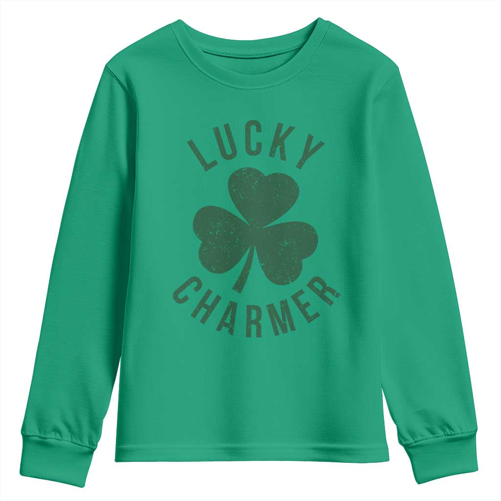 Funny Irish St Patricks Day Shamrock Youth Sweatshirt Lucky Charmer