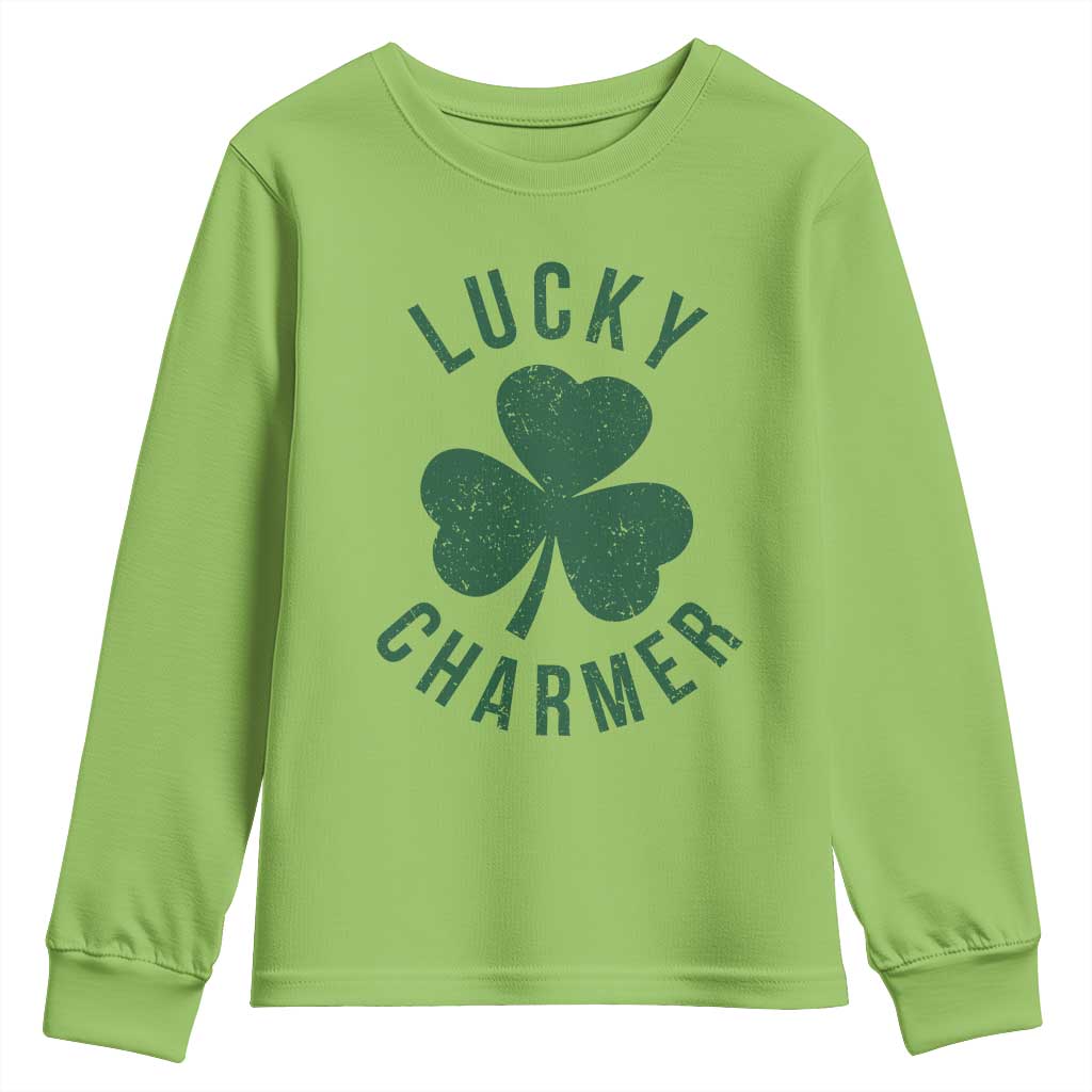 Funny Irish St Patricks Day Shamrock Youth Sweatshirt Lucky Charmer