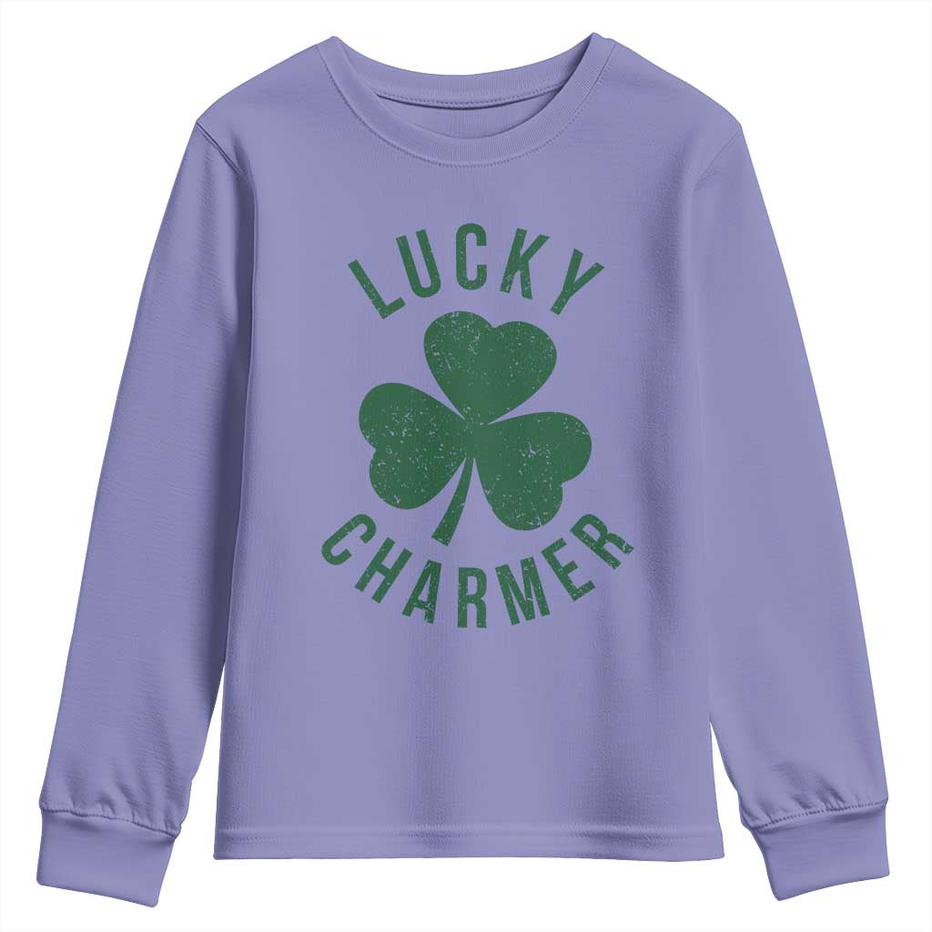 Funny Irish St Patricks Day Shamrock Youth Sweatshirt Lucky Charmer