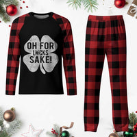 Funny Irish St Patricks Day Shamrock Plaid Pajama Set Oh For Lucks Sake