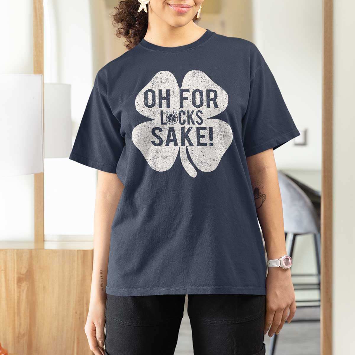 Funny Irish St Patricks Day Shamrock T Shirt For Women Oh For Lucks Sake