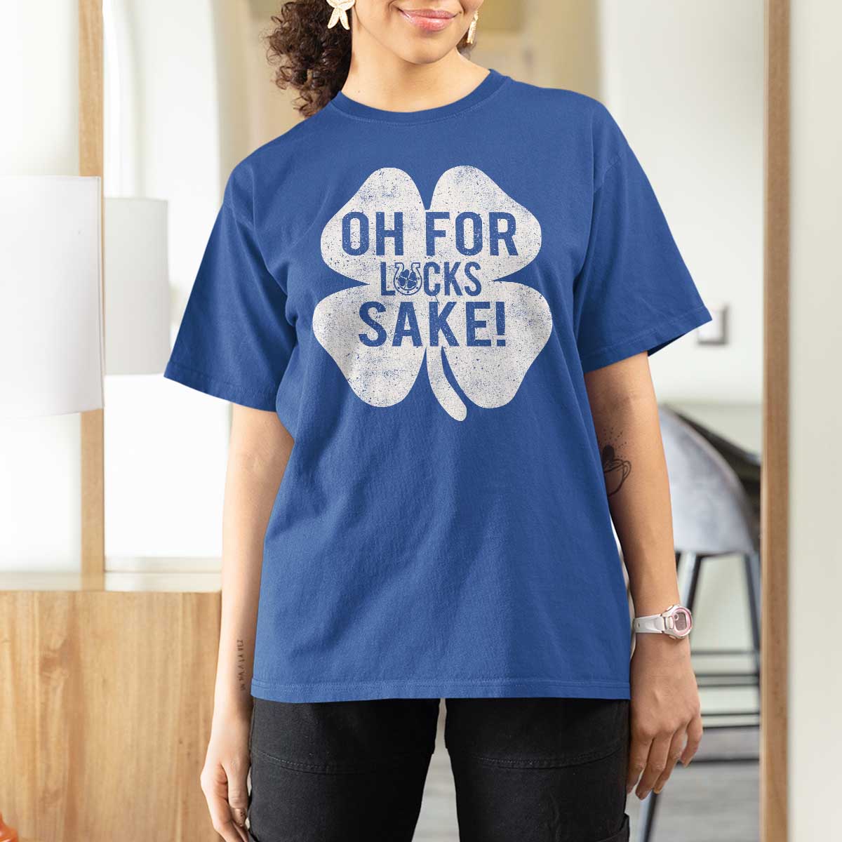 Funny Irish St Patricks Day Shamrock T Shirt For Women Oh For Lucks Sake