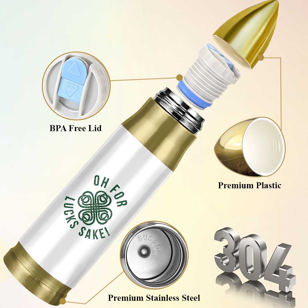 Funny St Patricks Day Bullet Tumbler Oh For Lucks Sake Irish Celtic Shamrock