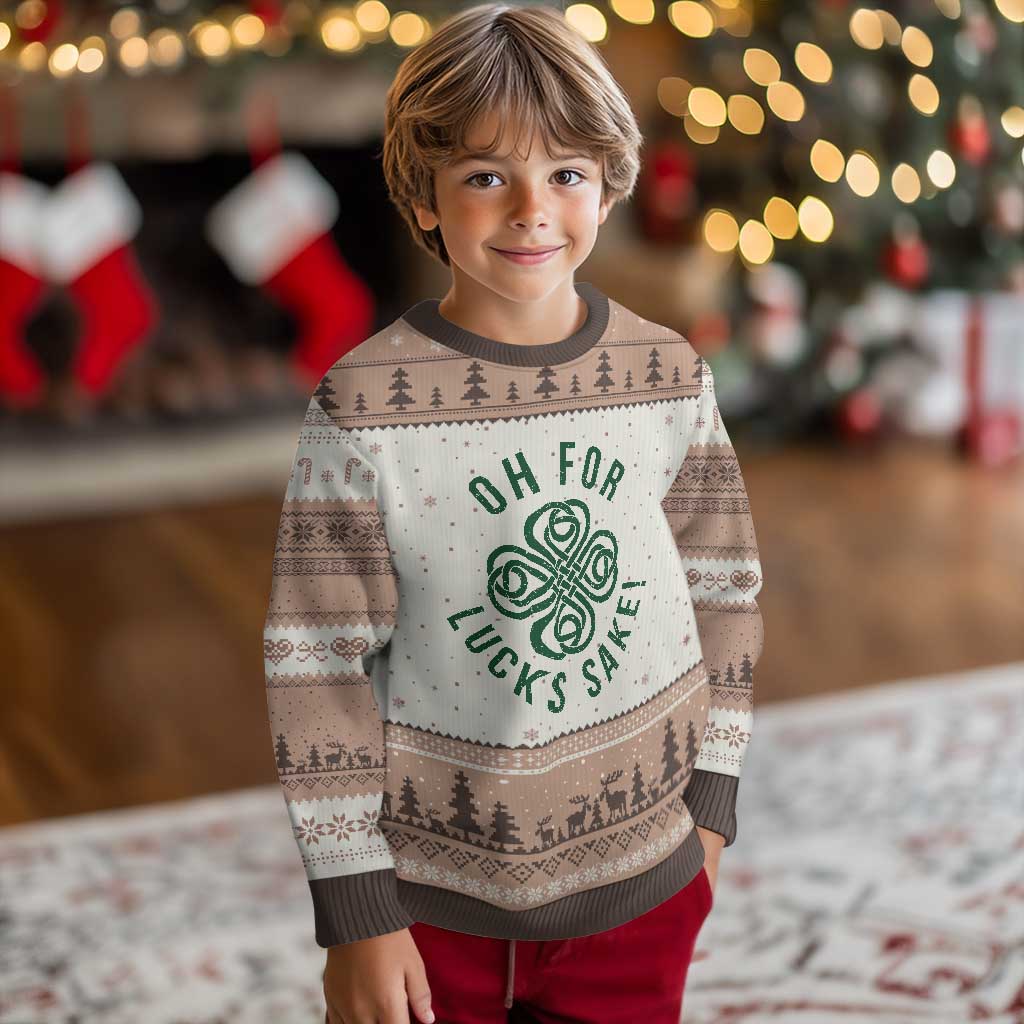 Funny St Patricks Day Ugly Christmas Sweater Oh For Lucks Sake Irish Celtic Shamrock
