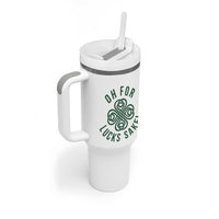 Funny St Patricks Day Tumbler With Handle Oh For Lucks Sake Irish Celtic Shamrock