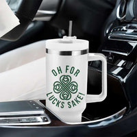 Funny St Patricks Day Tumbler With Handle Oh For Lucks Sake Irish Celtic Shamrock