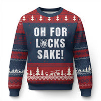 Funny Irish St Patricks Day Ugly Christmas Sweater Oh For Lucks Sake Shamrock