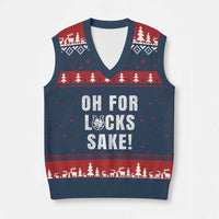 Funny Irish St Patricks Day V-Neck Knit Sweater Vest Oh For Lucks Sake Shamrock