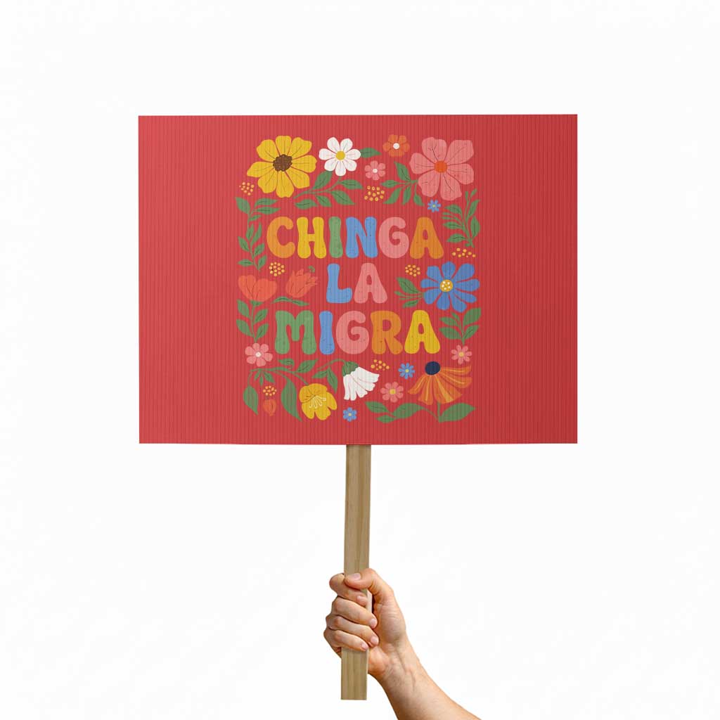 Chinga La Migra Protest Sign Funny Boho Floral Resist Retro Pro Immigration