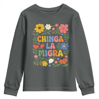 Chinga La Migra Youth Sweatshirt Funny Boho Floral Resist Retro Pro Immigration