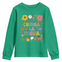 Chinga La Migra Youth Sweatshirt Funny Boho Floral Resist Retro Pro Immigration