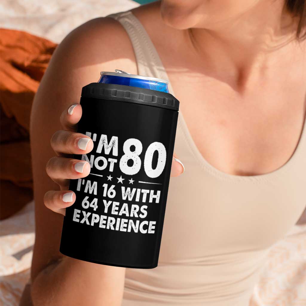80th Birthday 4 in 1 Can Cooler Tumbler Funny Saying Retro Vintage 80 Year Old Gift
