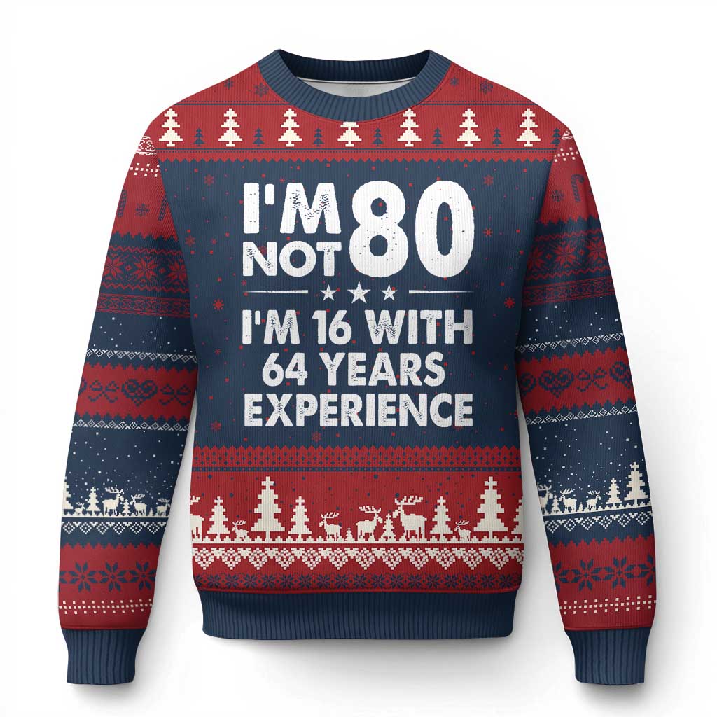 80th Birthday Ugly Christmas Sweater Funny Saying Retro Vintage 80 Year Old Gift