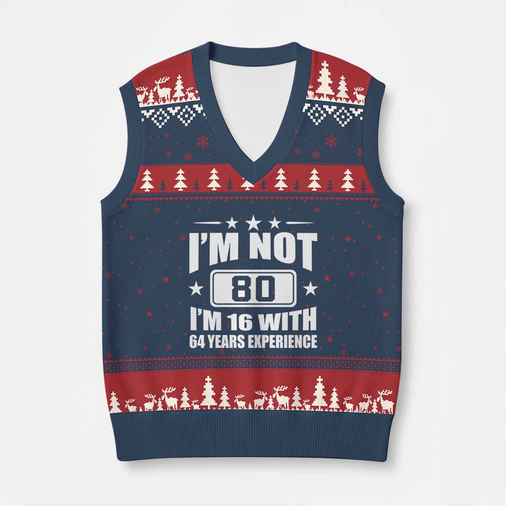 80th Birthday V-Neck Knit Sweater Vest Funny Saying 80 Year Old Gift