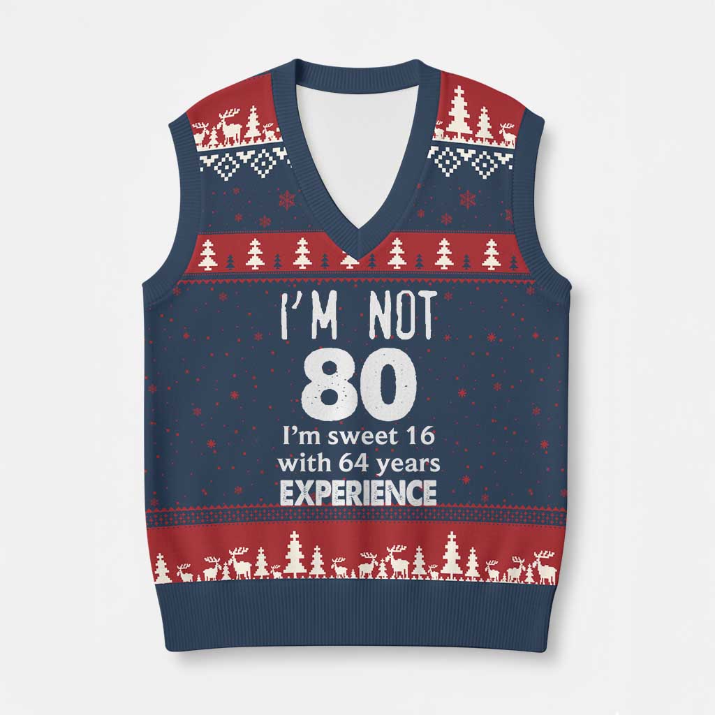 80th Birthday V-Neck Knit Sweater Vest Funny 80 Year Old Gift