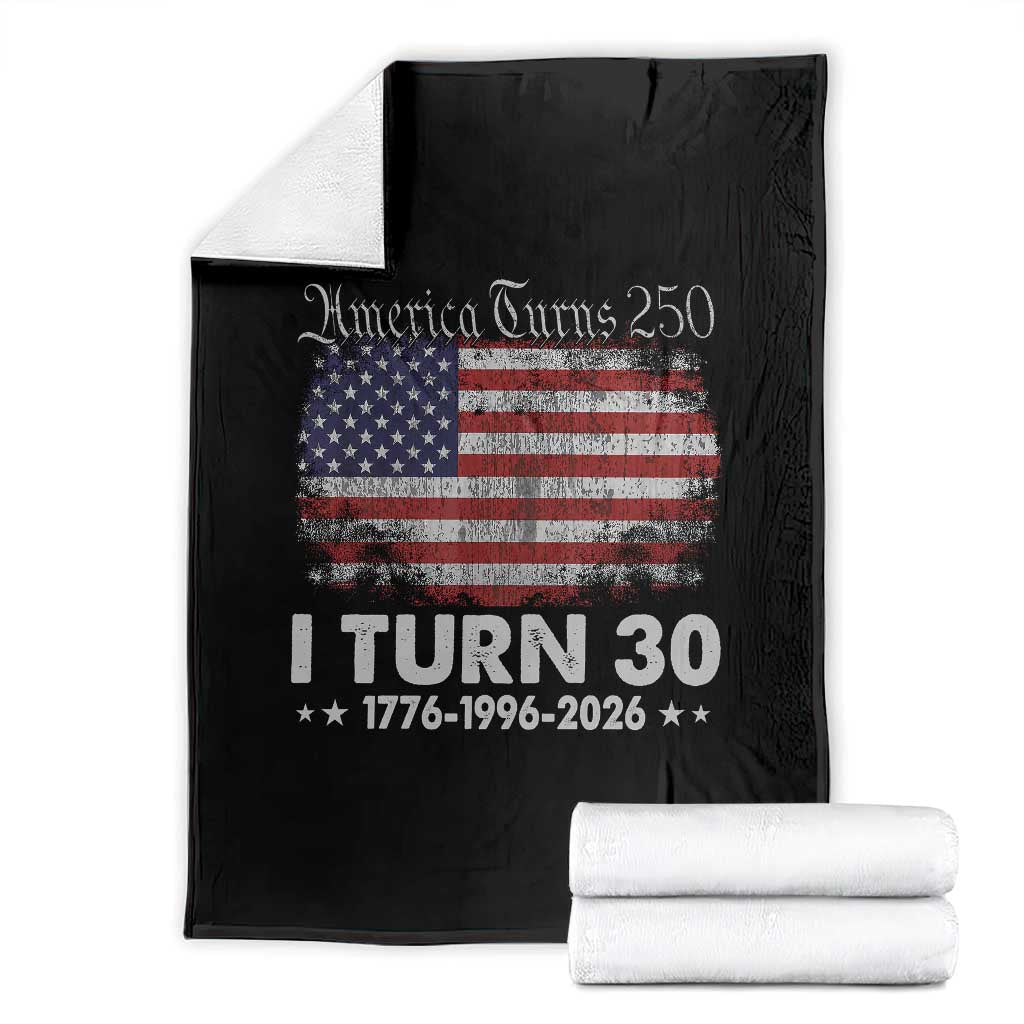 America Turns 250 I Turn 30 Throw Blanket Vintage 1996 30th Birthday 250th Anniversary USA 30 Year Old Gift
