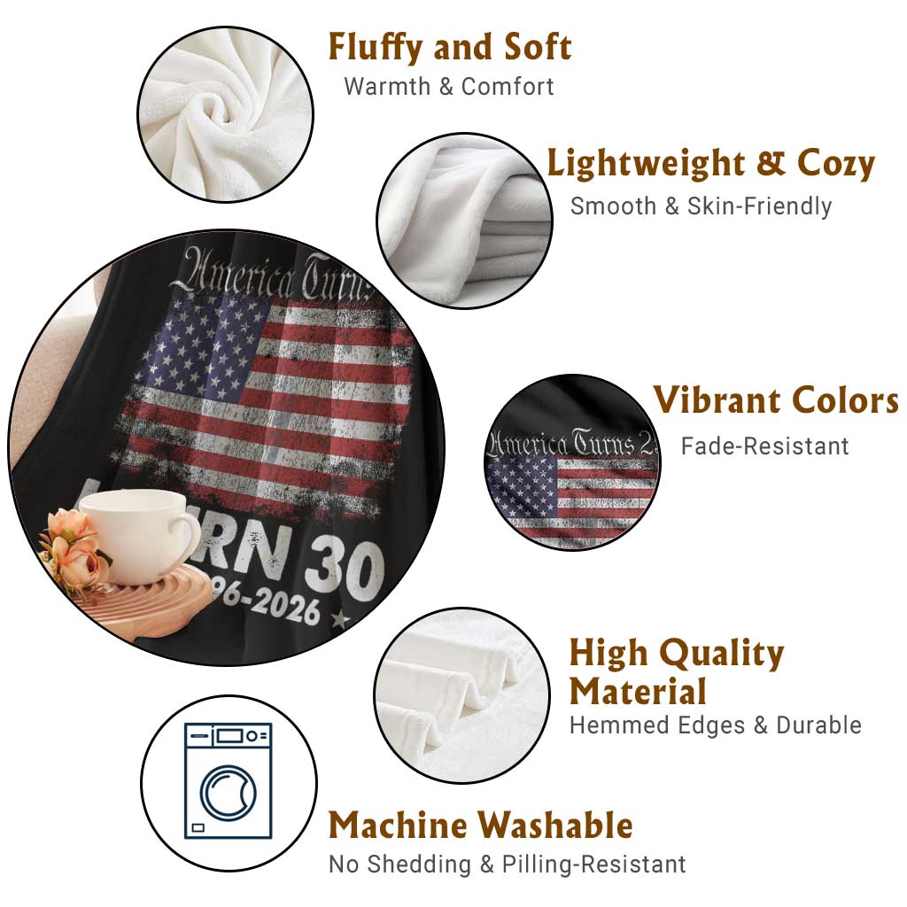 America Turns 250 I Turn 30 Throw Blanket Vintage 1996 30th Birthday 250th Anniversary USA 30 Year Old Gift