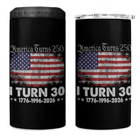 America Turns 250 I Turn 30 4 in 1 Can Cooler Tumbler Vintage 1996 30th Birthday 250th Anniversary USA 30 Year Old Gift