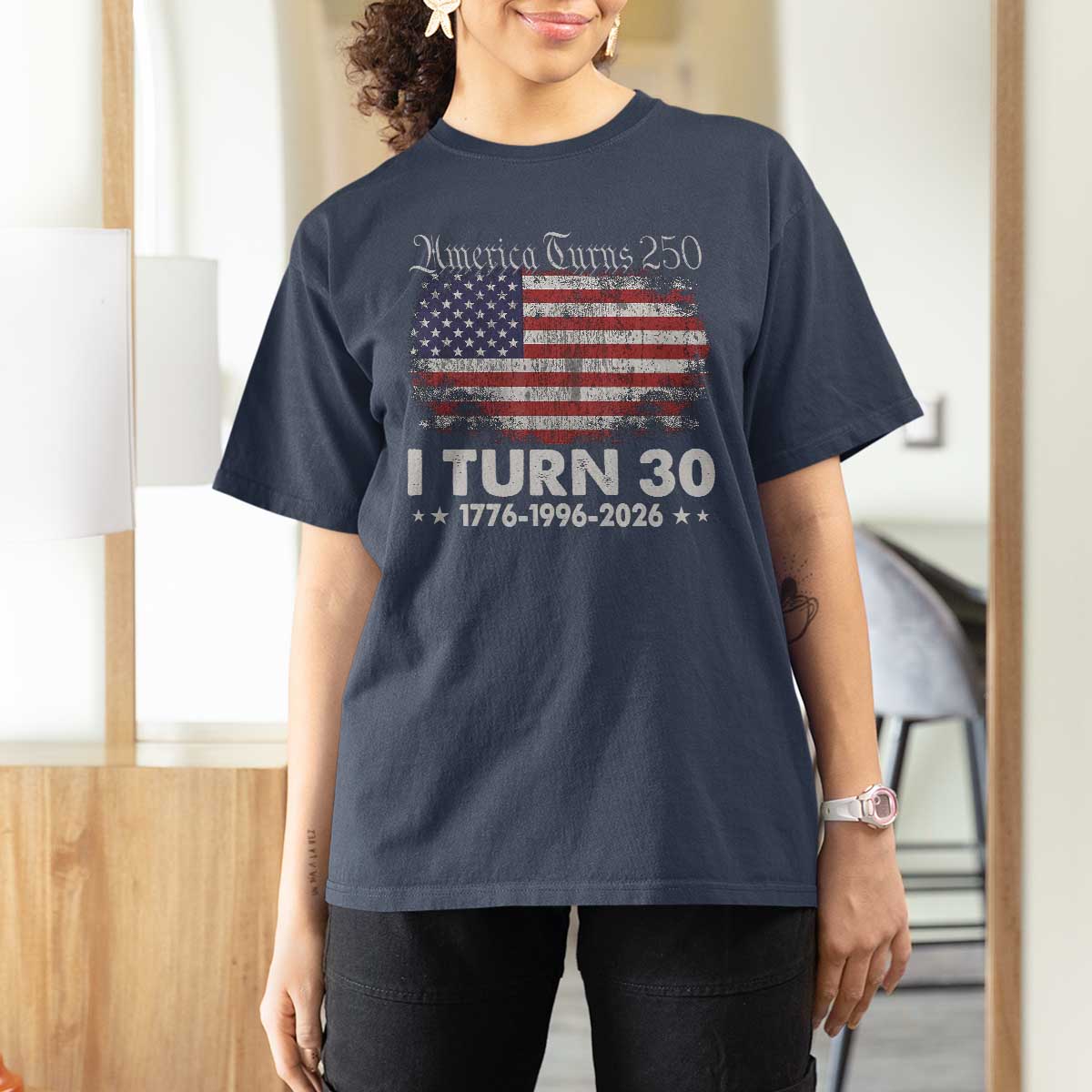 America Turns 250 I Turn 30 T Shirt For Women Vintage 1996 30th Birthday 250th Anniversary USA 30 Year Old Gift