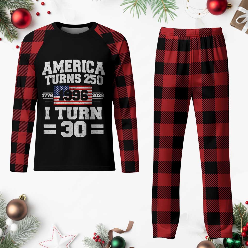 America Turns 250 I Turn 30 Plaid Pajama Set Vintage 1996 30th Birthday 250th Anniversary USA Flag 30 Year Old Gift