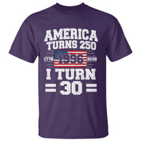 America Turns 250 I Turn 30 T Shirt Vintage 1996 30th Birthday 250th Anniversary USA Flag 30 Year Old Gift