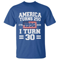 America Turns 250 I Turn 30 T Shirt Vintage 1996 30th Birthday 250th Anniversary USA Flag 30 Year Old Gift
