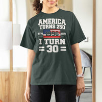 America Turns 250 I Turn 30 T Shirt For Women Vintage 1996 30th Birthday 250th Anniversary USA Flag 30 Year Old Gift