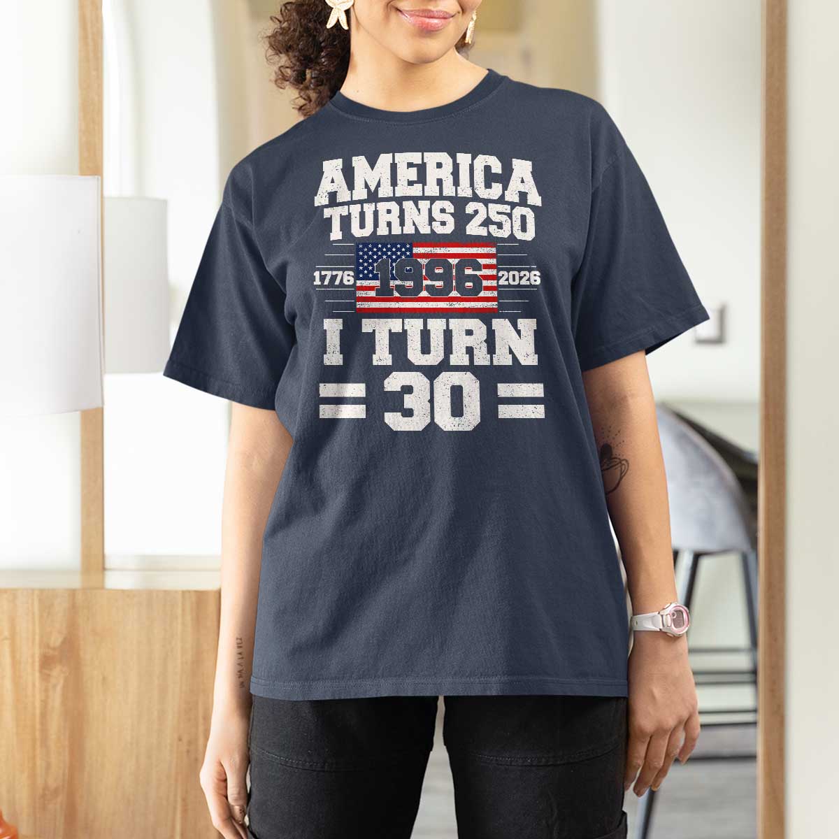 America Turns 250 I Turn 30 T Shirt For Women Vintage 1996 30th Birthday 250th Anniversary USA Flag 30 Year Old Gift