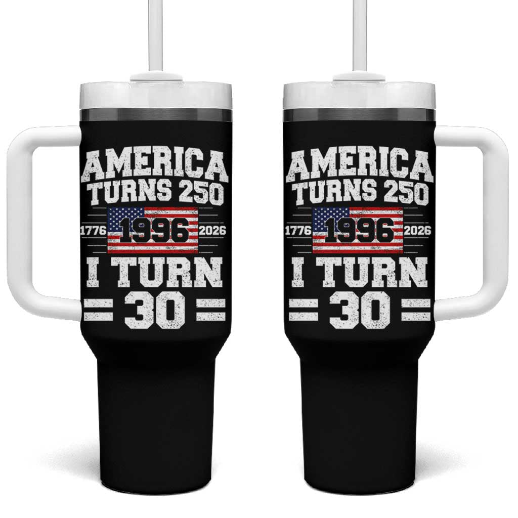 America Turns 250 I Turn 30 Tumbler With Handle Vintage 1996 30th Birthday 250th Anniversary USA Flag 30 Year Old Gift