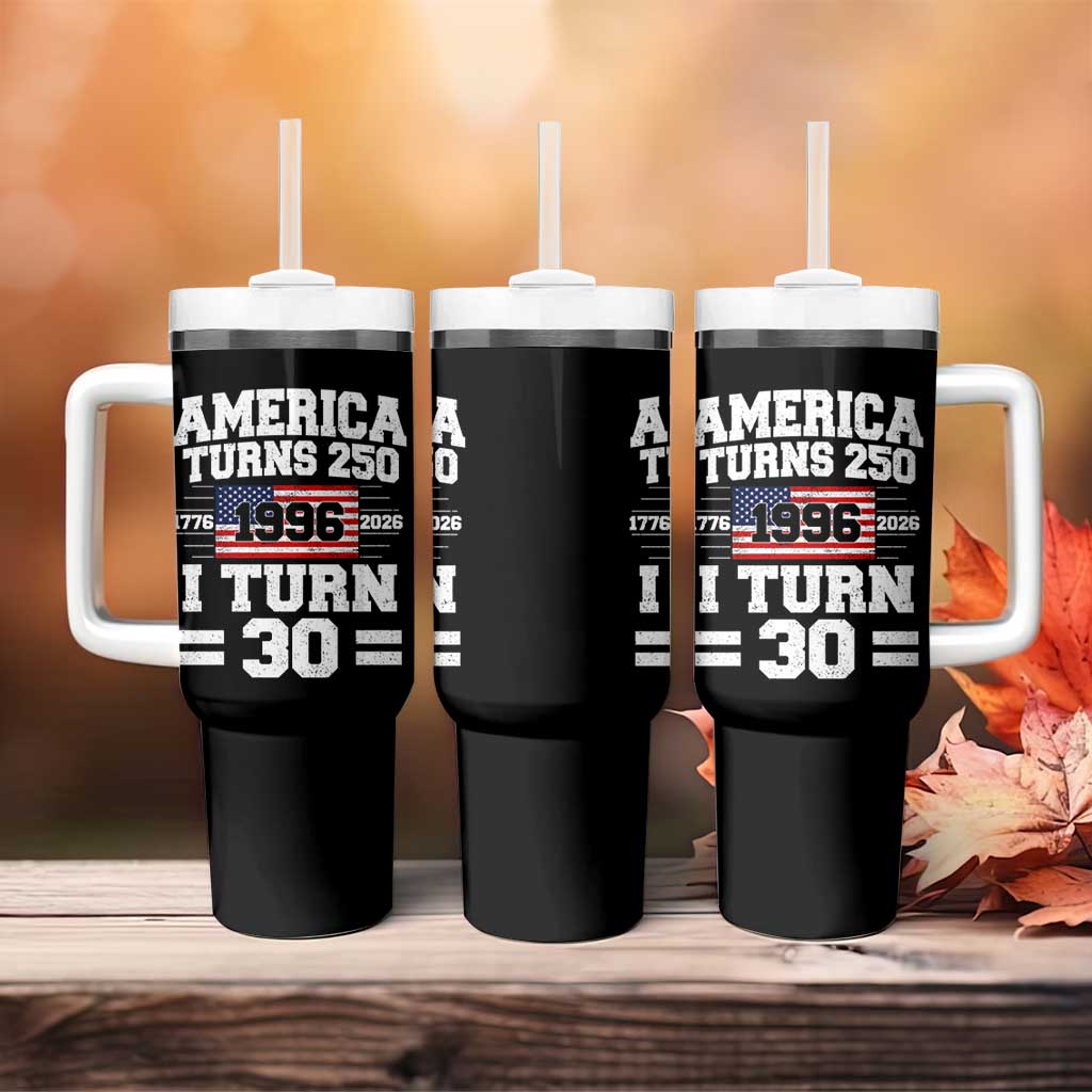America Turns 250 I Turn 30 Tumbler With Handle Vintage 1996 30th Birthday 250th Anniversary USA Flag 30 Year Old Gift