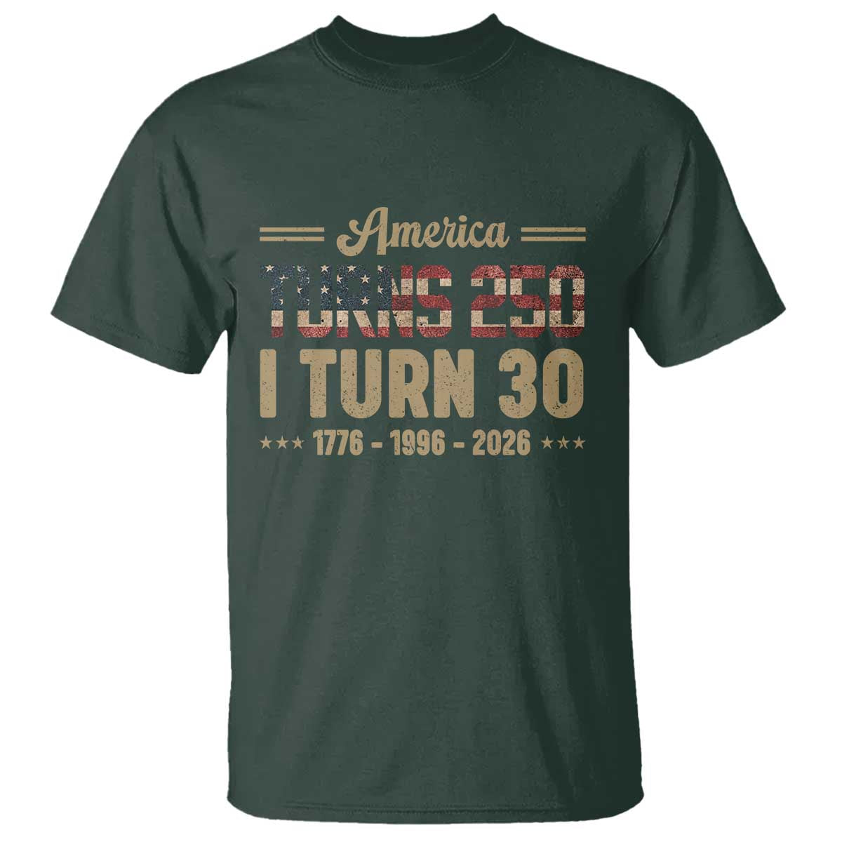 America Turns 250 I Turn 30 T Shirt Retro 1996 30th Birthday 250th Anniversary USA Flag 30 Year Old Gift