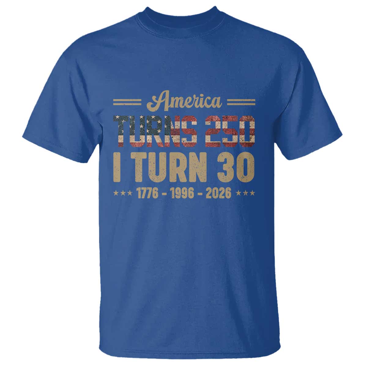America Turns 250 I Turn 30 T Shirt Retro 1996 30th Birthday 250th Anniversary USA Flag 30 Year Old Gift