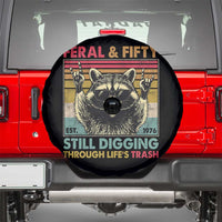 Funny 50th Birthday Spare Tire Cover Retro Racoon Feral And Fifty