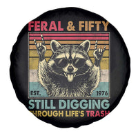 Funny 50th Birthday Spare Tire Cover Retro Racoon Feral And Fifty