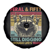 Funny 50th Birthday Spare Tire Cover Retro Racoon Feral And Fifty