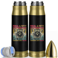 Funny 50th Birthday Bullet Tumbler Retro Racoon Feral And Fifty