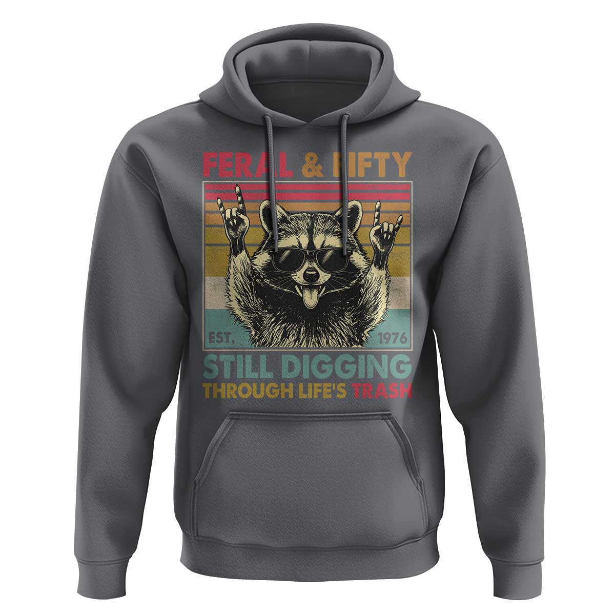 Funny 50th Birthday Hoodie Retro Racoon Feral And Fifty