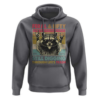 Funny 50th Birthday Hoodie Retro Racoon Feral And Fifty